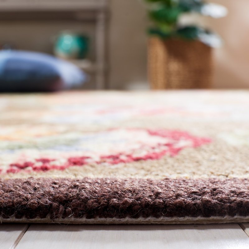 Tapis brun en laine touffeté à la main Hollander, Rond 3 pi