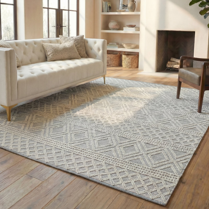 Jacques Hand-Woven Wool and Cotton Southwestern Rug, Rectangle 8' x 10'