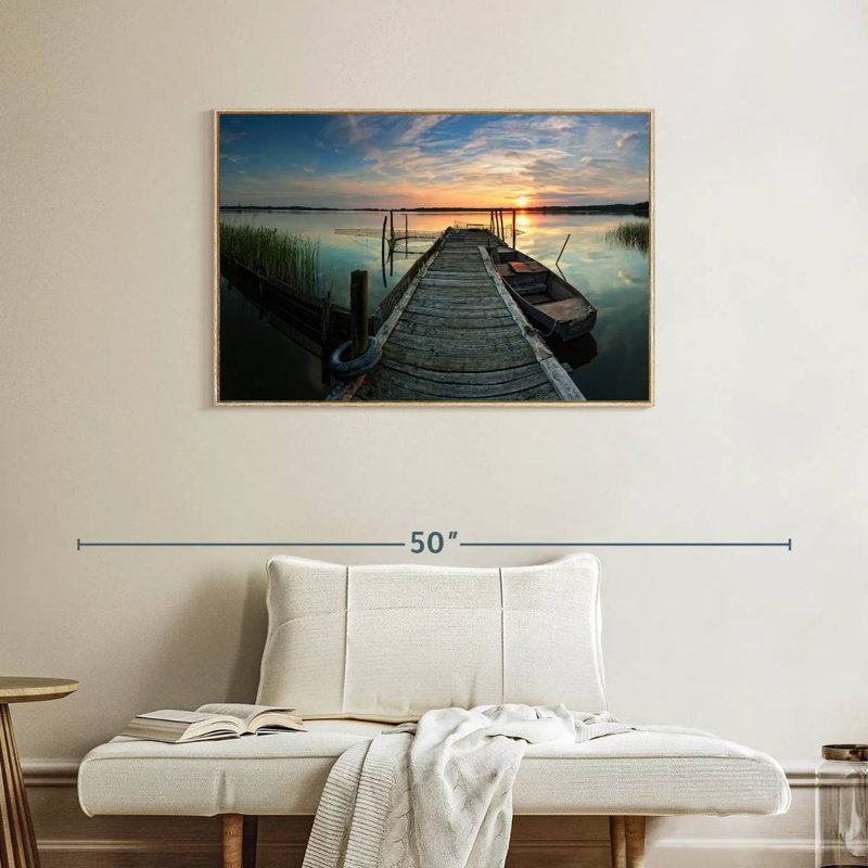 Fishing Trip, Floating Frame Natural Wood, 37" X 25"