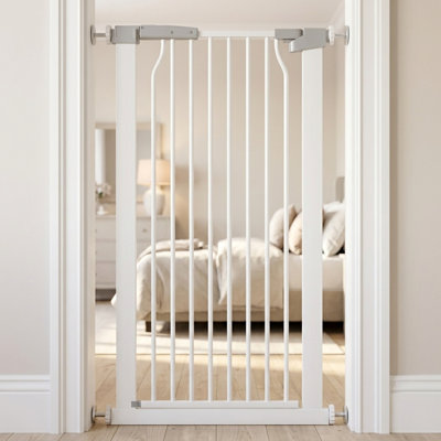Narrow Pet Gate with Auto Close & One-Hand Operation, Pressure/Hardware Mount for Doorways, Hallways, RV - Ideal for Cats and Dogs