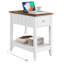 Table de bout haute de 23,6 po avec rangement et prises intégrées Yoland-2081505672