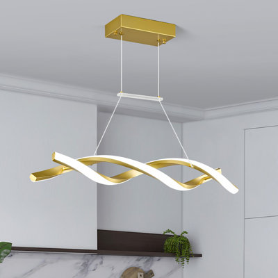 Modern Wave Shape Chandelier Height Adjustable Pendant Light LED Pendant Lighting for Living Room Kitchen Island Bedroom