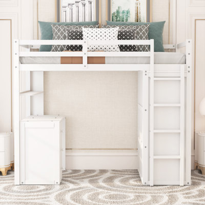 Gerrilyn Twin 3 Drawer Solid Wood Loft Bed with Built-in-Desk by Harriet Bee by Harriet Bee