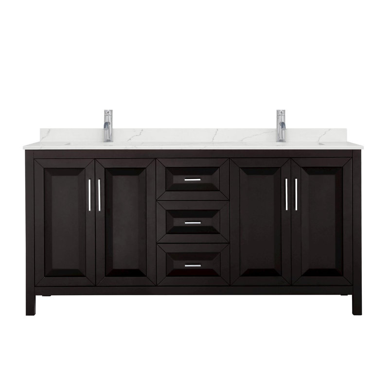Daria 72'' W Vanity, Brown, Polished Chrome, Giotto Quartz
