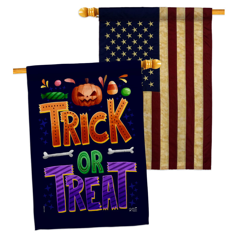Drapeau de maison en polyester 40 x 28 po Trick or Friate