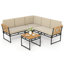 Set Of 4 Outdoor Sectional Sofa L-Shaped Metal Conversation Set w/ Cushions