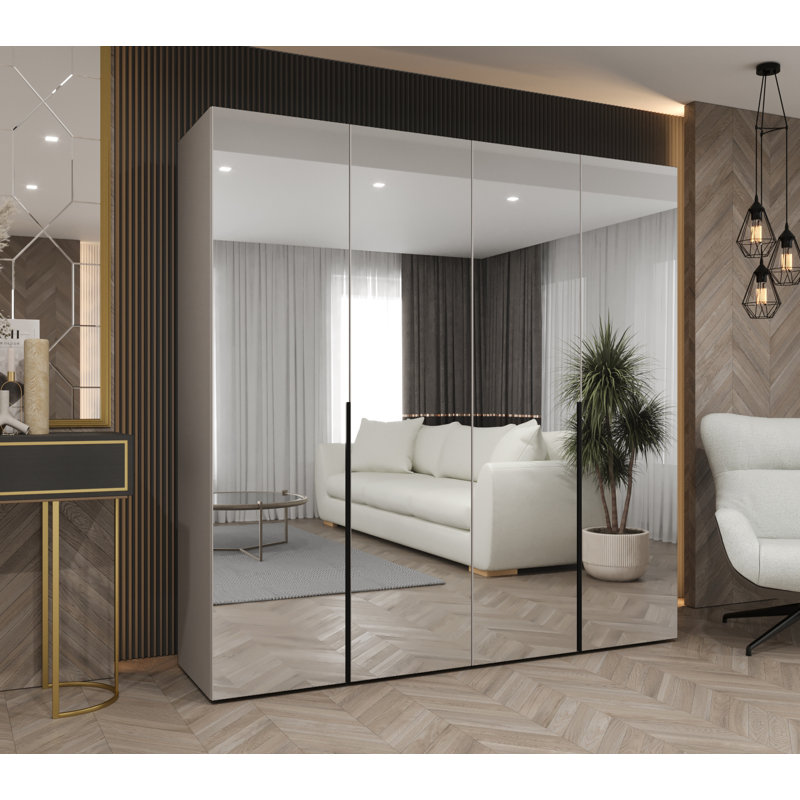 Manufactured Wood Wardrobe, cashmere + handles: black
