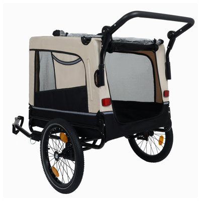Extra Large 2-in-1 Bike Trailer & Pet Stroller - All-Terrain Push Cart for Dogs up to 88 lbs with Detachable Hitch