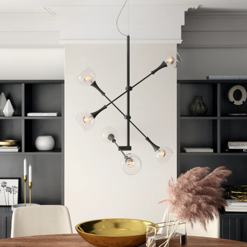 Modern Sputnik Chandelier, 6-Light Globe Sphere Pendant Light
