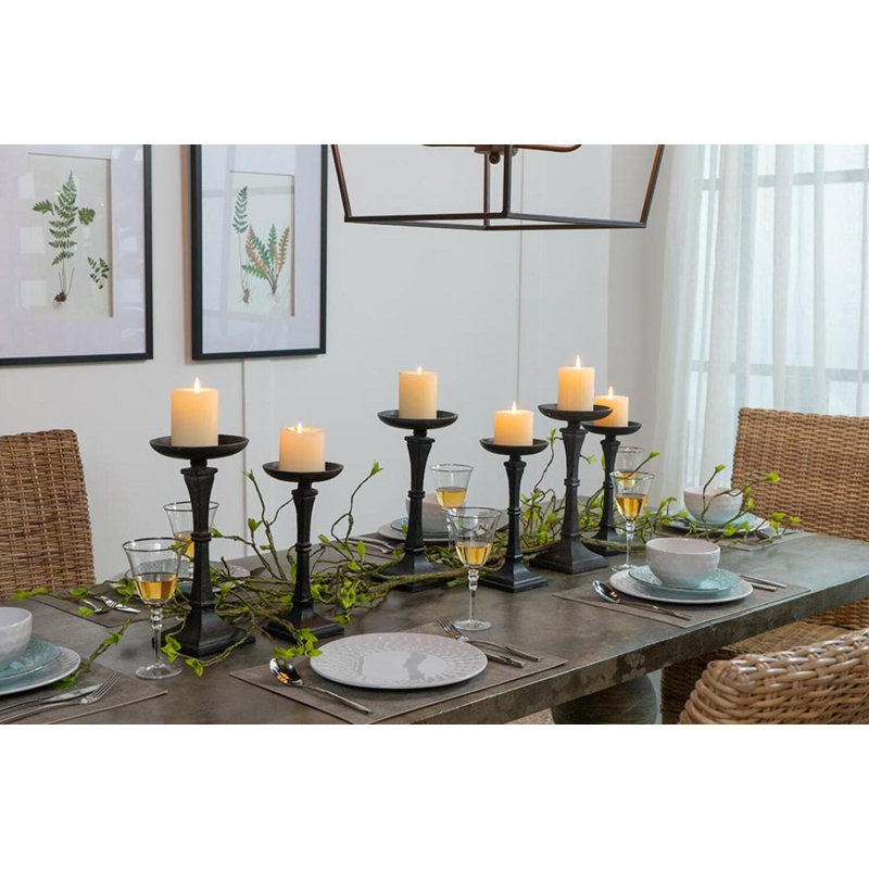 Metal Tabletop Candlestick, 11" H x 6" W x 6" D