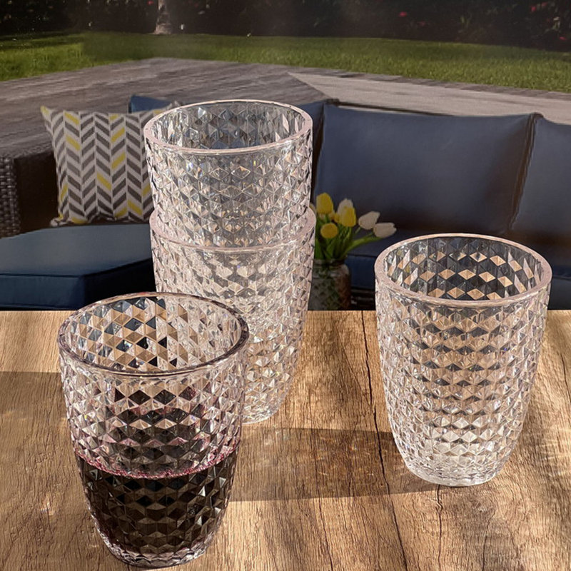 Verres en diamant taillés en acrylique, 12 oz liq., Clair