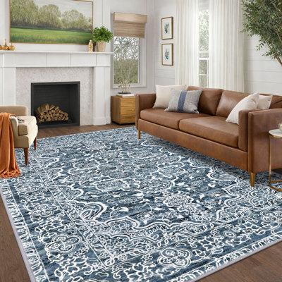 Area Rug Machine Washable Rugs with Rubber Backing for Living Room