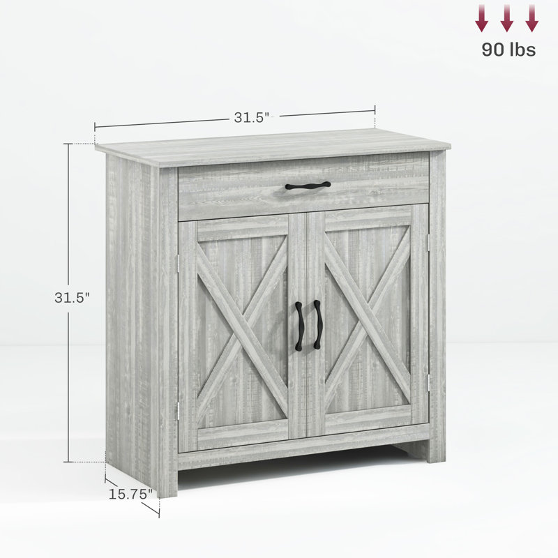 Stone Gray Sideboard Cabinet With Drawer - Appeal For Hallway, Living Room Buffet Adjustable Shelf, Organize Your Kitchen And