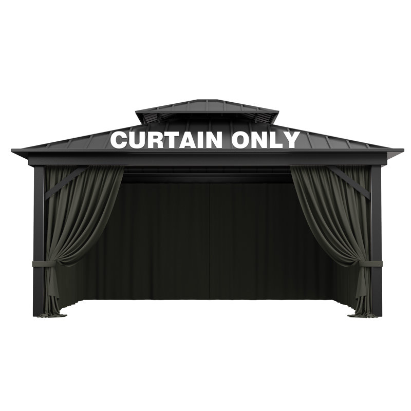 4-Panels Sidewall Curtains For Gazebo, Only Curtains, 78.74" H x 192" W x 144" D, Gray