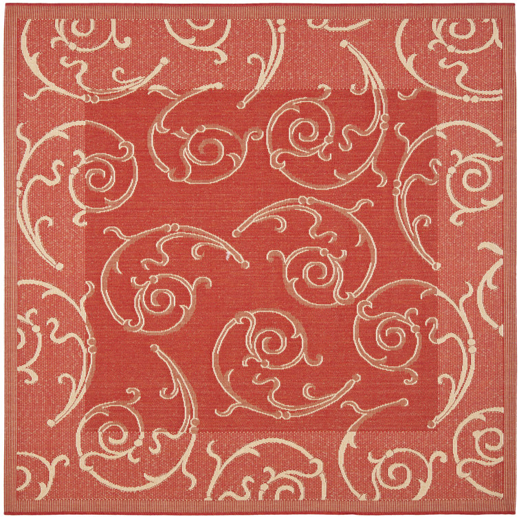 Arneshia Paisley Indoor / Outdoor Area Indoor/Outdoor Area Rug in Red/Natural
