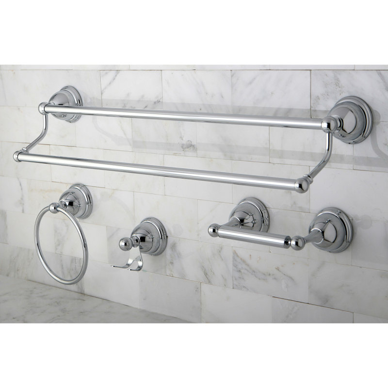 Kingston Brass Restoration 4-Piece Bathroom Hardware Set, Polished Chrome