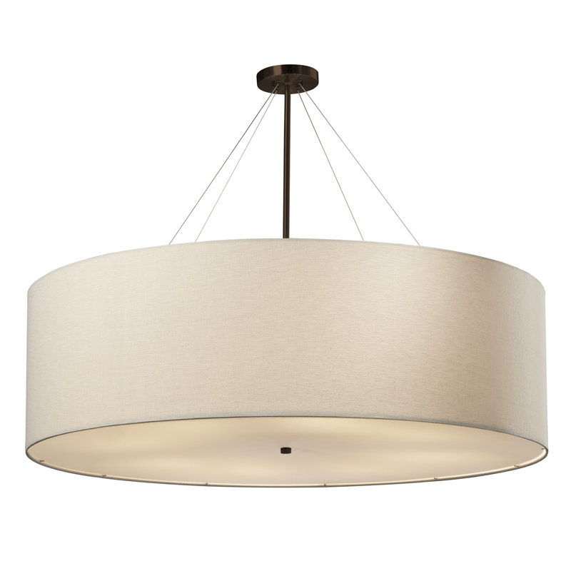 Lustre cylindrique Aoko, Crème, crème, Bronze foncé, H 12 po x l 36 po x P 36 po