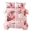 Ensemble de literie 3 pièces réversible rose en microfibre toutes saisons-122494920-122494922