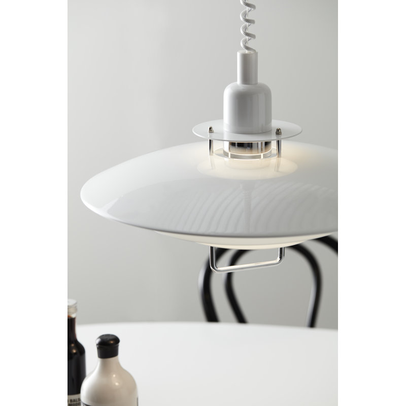 Primus 1 - Light Dome Pendant, White/Chrome, 20.4cm H x 43cm W x 43cm D