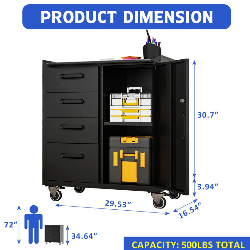 Armoire de rangement avec roulettes, armoire de rangement pour outils