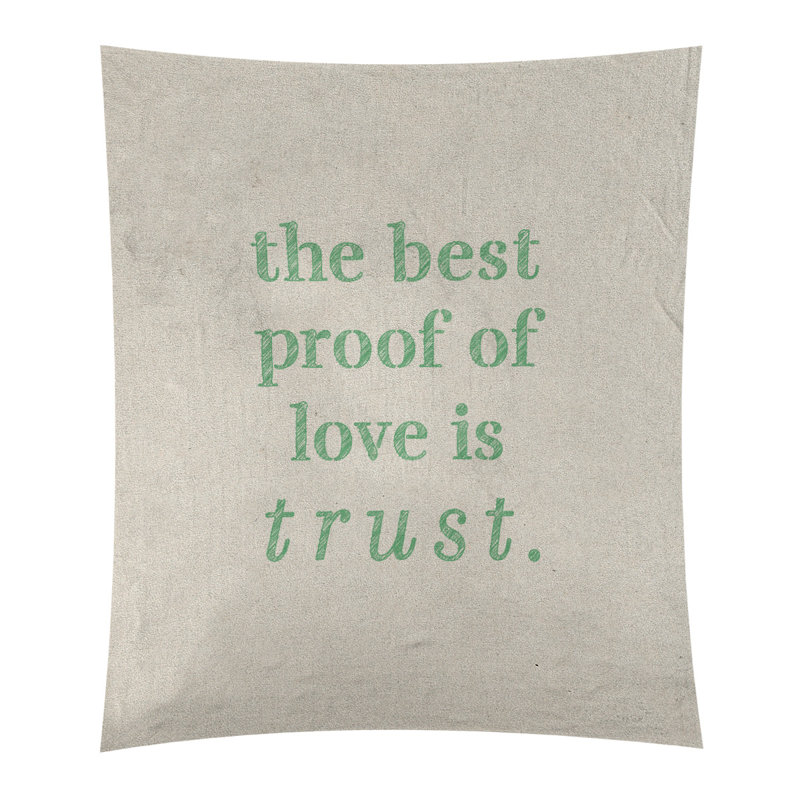 Tapisserie en polyester et citation manuscrite en polyester, H 104 po x l 88 po, Blanc / Vert