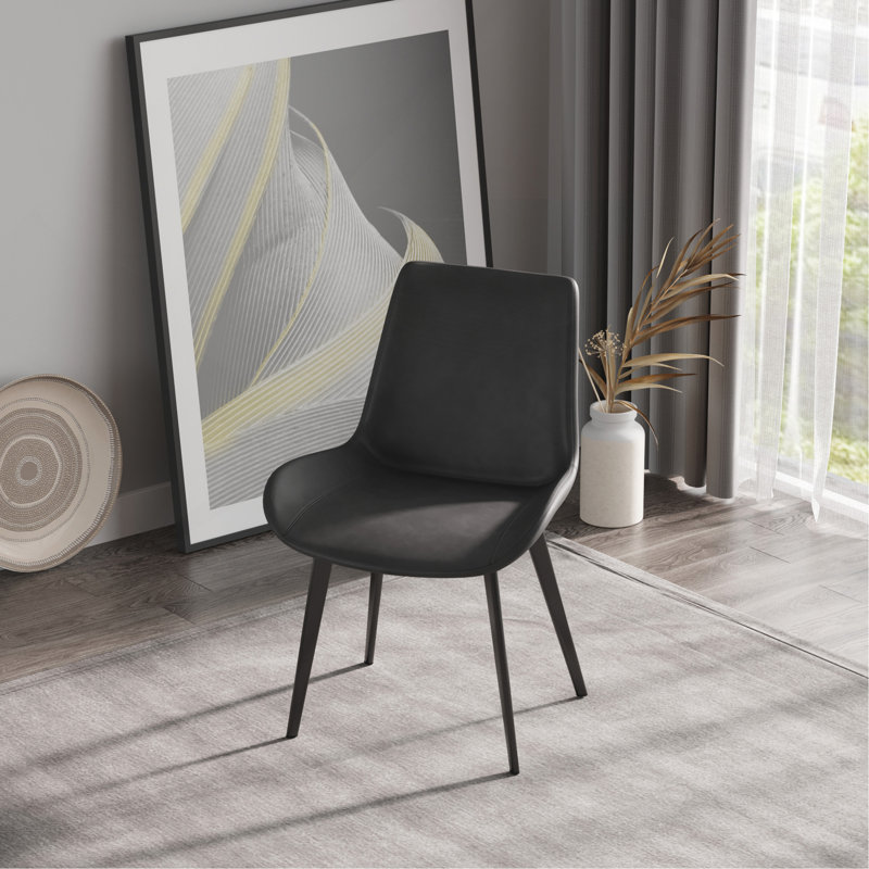 Chaise de salle à manger moderne avec pieds en métal noir Chai-2Pcs / Ctn, Grey