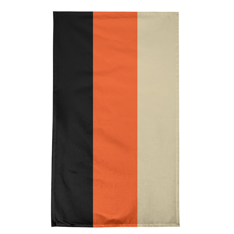 Stripe Tea Towel Kitchen Towel, Cotton Twill, Black/Orange/Cream Baseball