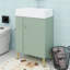 Petit meuble-lavabo 21,6 po avec lavabo, portes et tablettes de rangement-383875544