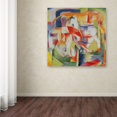 «Elephant Horse and Cow», reproduction d'art sur toile tendue