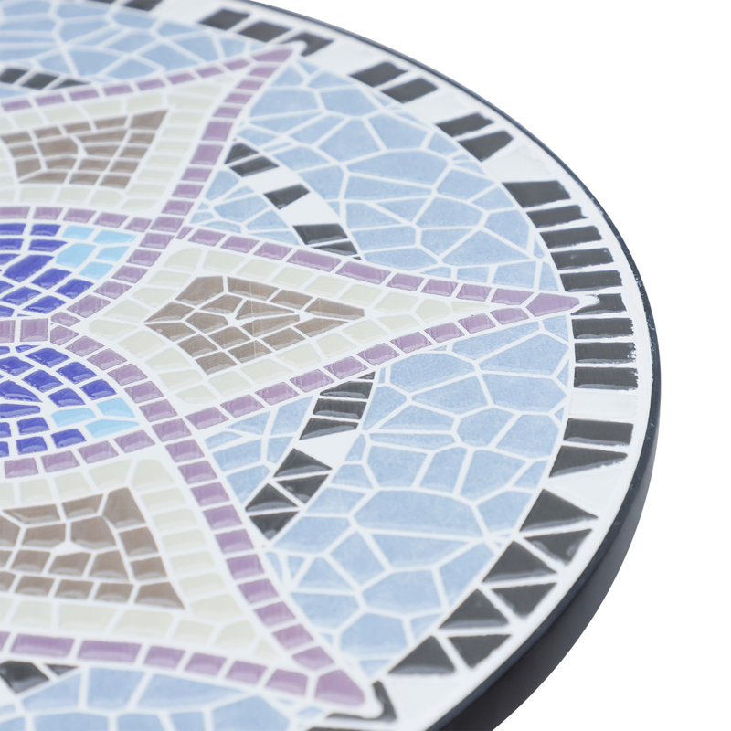 Table de patio ronde en mosaïque avec plateau de table en céramique, table d'appoint de balcon