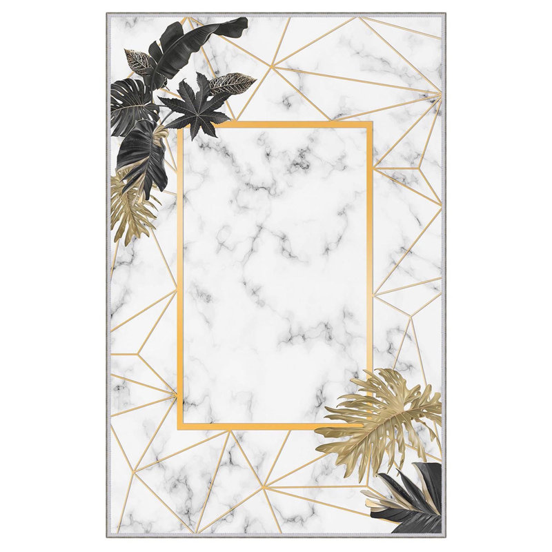 Premium Woven Area Rug (1.6 x 2.6 Feet), 100% Polyester, 0.3 in Pile Height | Antibacterial, Non-Slip PVC Dot Underside | Machine Washable, 3D Digital Print | Ideal for Living Room, Bedroom & Entryway Decor