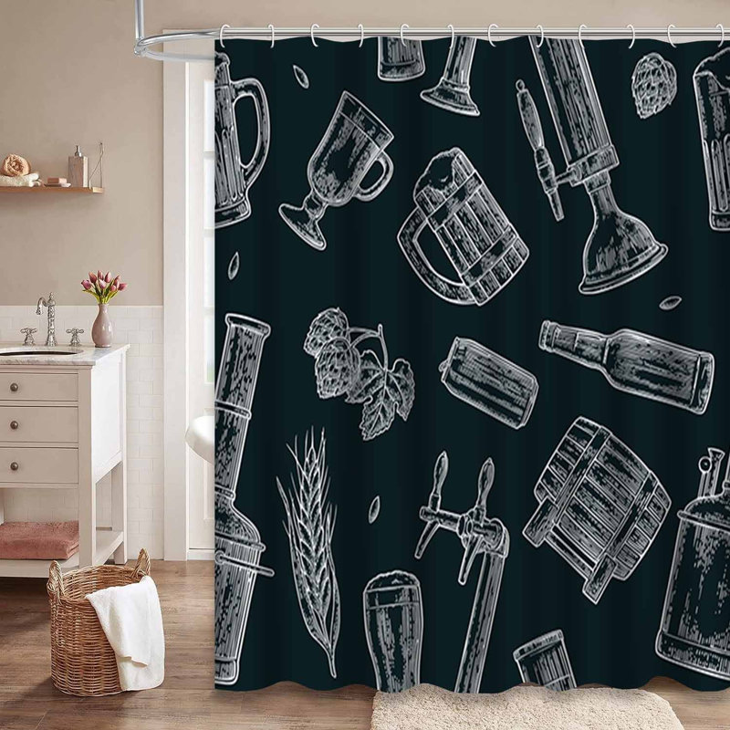 Rideau de douche imperméable à l'eau avec 12 crochets, L 72 po x l 84 po