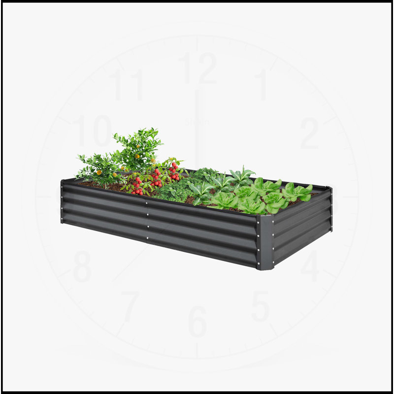 Galvanized Raised Garden Bed, Gray, 11.81" H x 94.49" W x 94.49" D