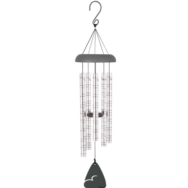 30" Silver Aluminum Wind Chime with Black Lettering