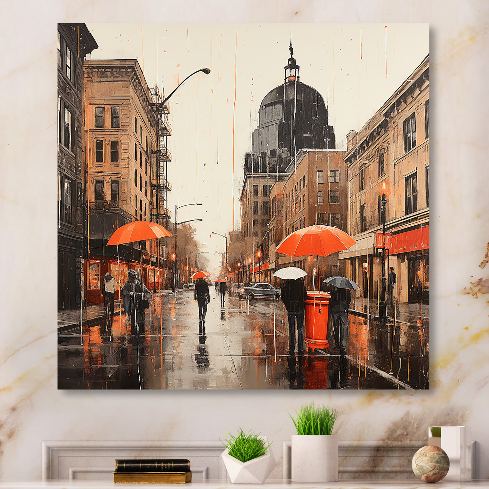 Red Barrel Studio® Kansas City Rainy City Views - Kansas City Metal