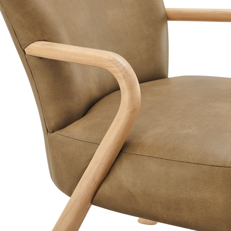 Fauteuil d'appoint rembourré en similicuir Arden, Grillé, Naturel / naturel