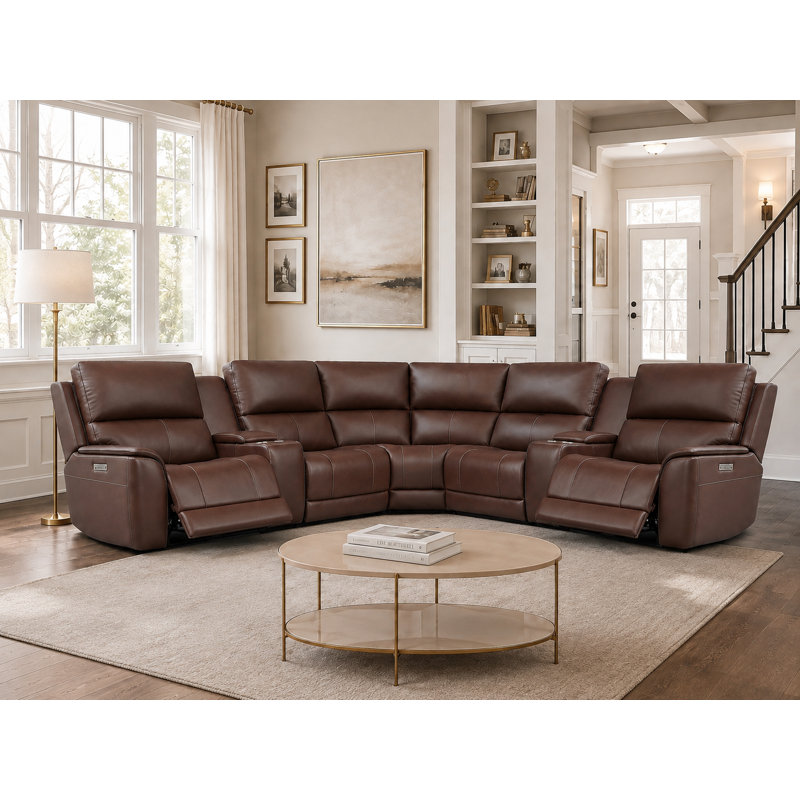 Canapé modulaire inclinable en cuir à zéro gravité 136 po avec support lombaire réglable et port USB 136 po