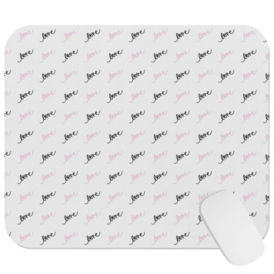 Typography and Quotes Love III Modern Gaming Cute Office Laptop Desk Pad Gift Mat Square Rectangle Non-Slip Mousepad