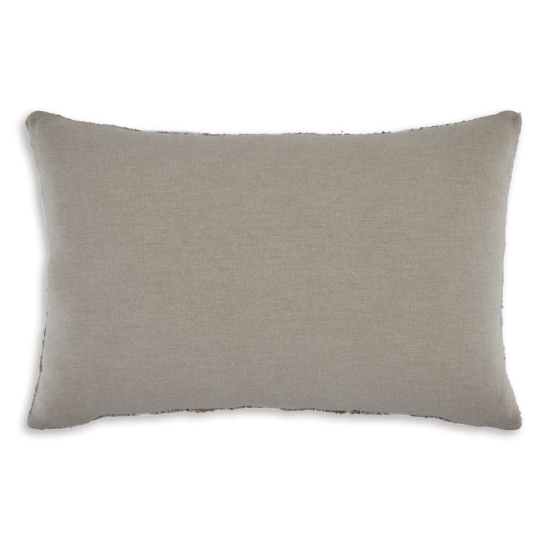 Rectangular Brown Cotton Linen Lumbar Accent Pillow