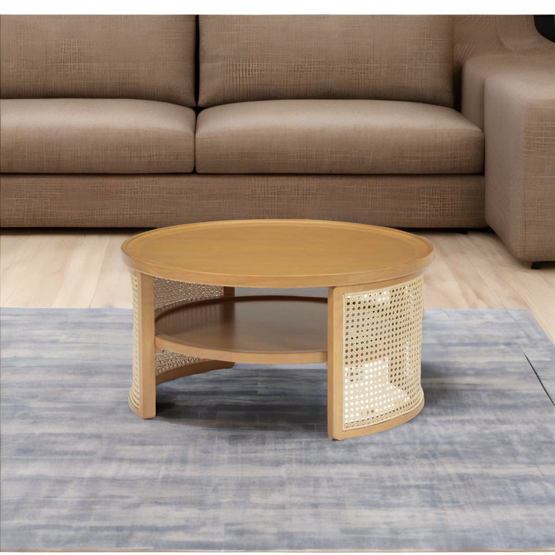 Table basse ronde à 2 niveaux, Naturel