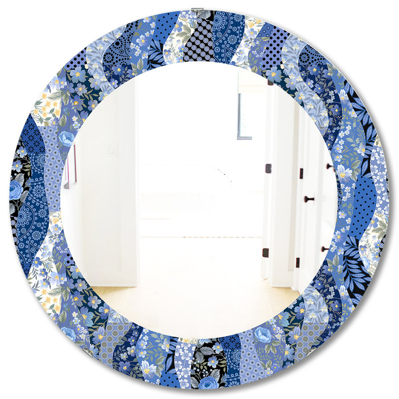 Miroir mural patchwork avec roses, H 31,5 po x l po
