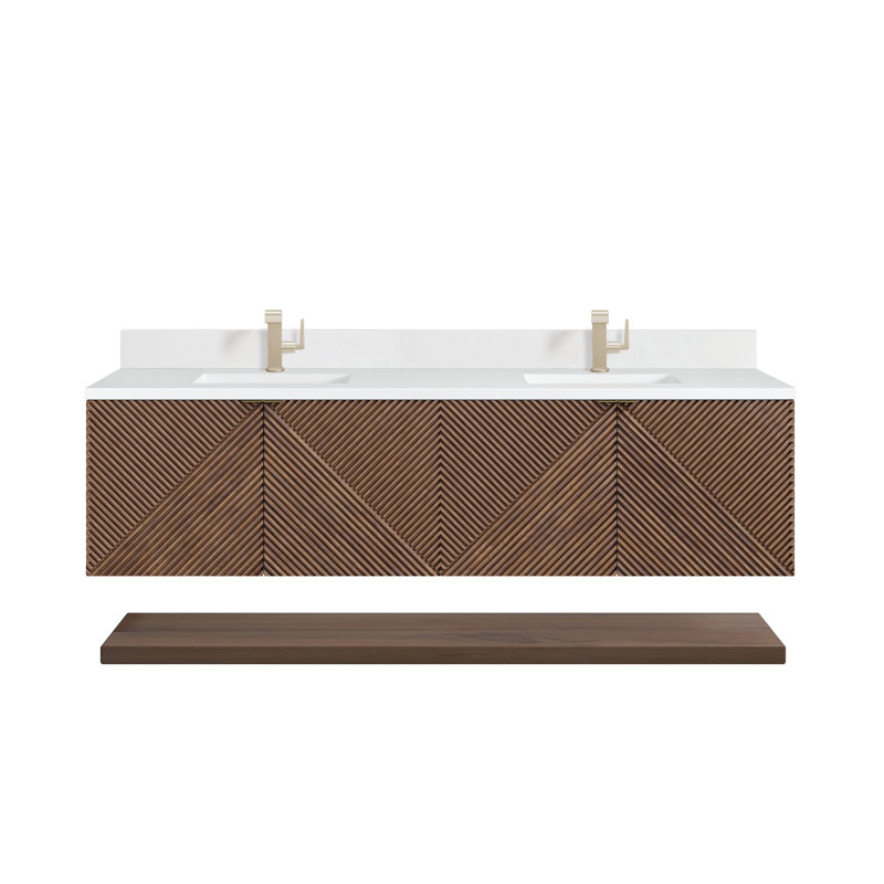 Marcello 72'' W Double Vanity, White Zeus, Single-Hole