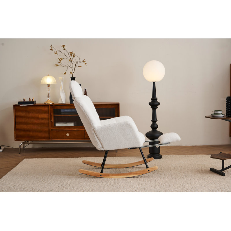 Chaise berçante en tissu avec repose-pieds Teddy