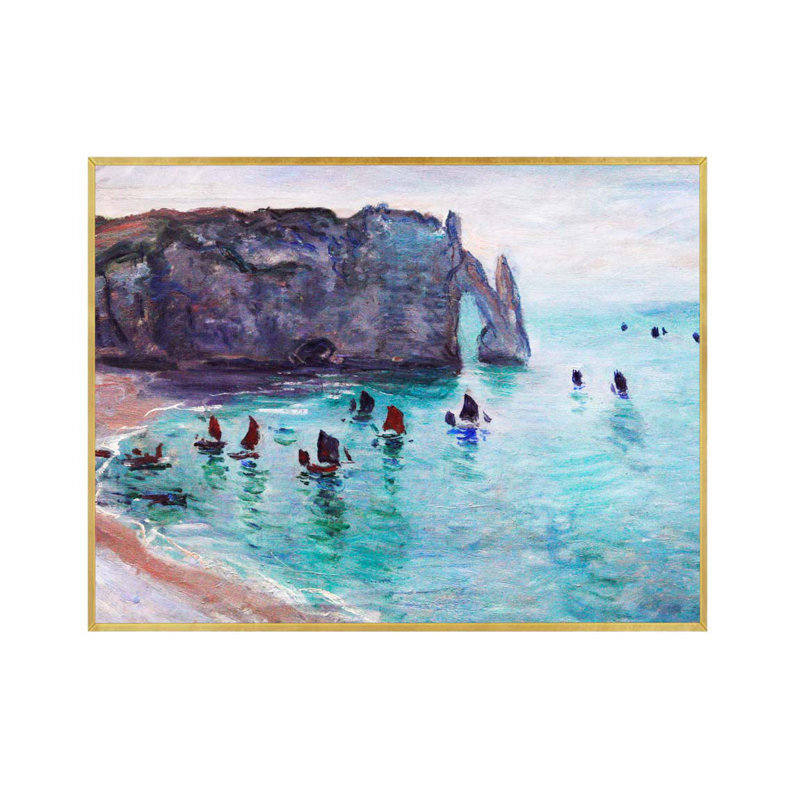 "Falaises à Étretat" par Claude Monet_Floater, H 16 po x l 14 po, Cadre noir