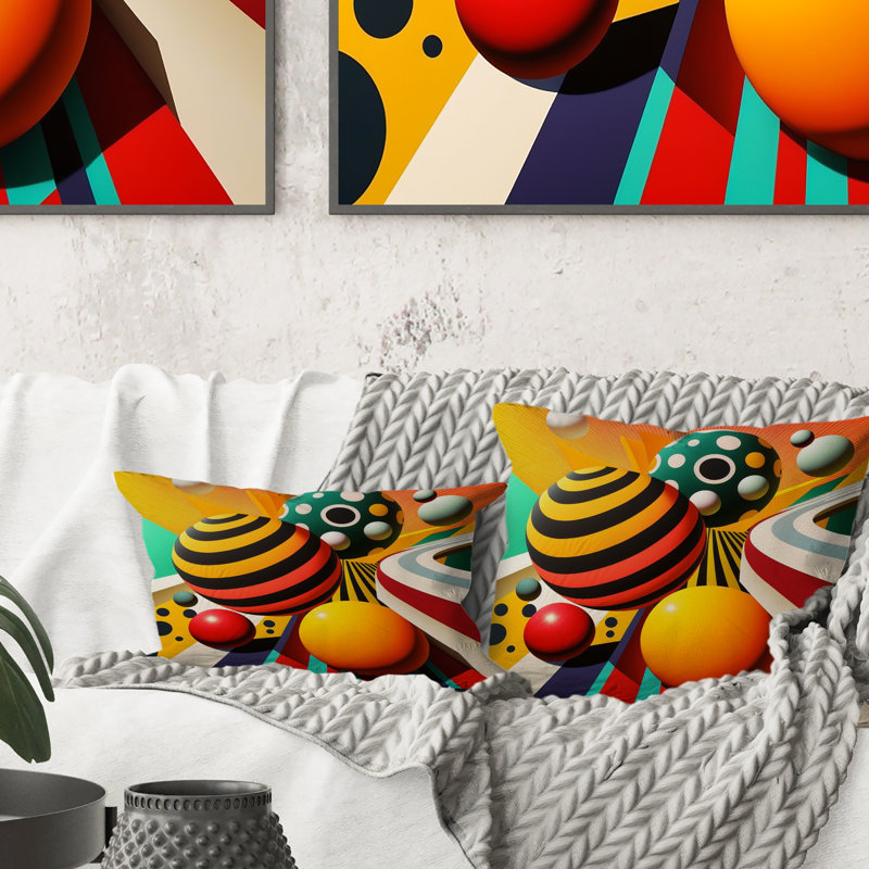 Pop Art, sphères colorées I - Coussin décoratif à imprimé géométrique abstrait