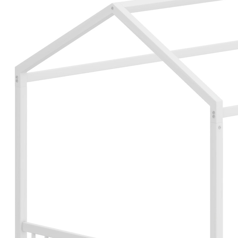 Lit de sol adapté aux enfants avec forme de maison et philosophie Montessori, Lit double, Blanc