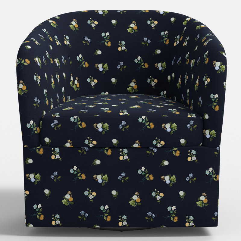 Pembroke Swivel Chair In Ditsy Dahlia Navy, Ditsy Dahlia Navy