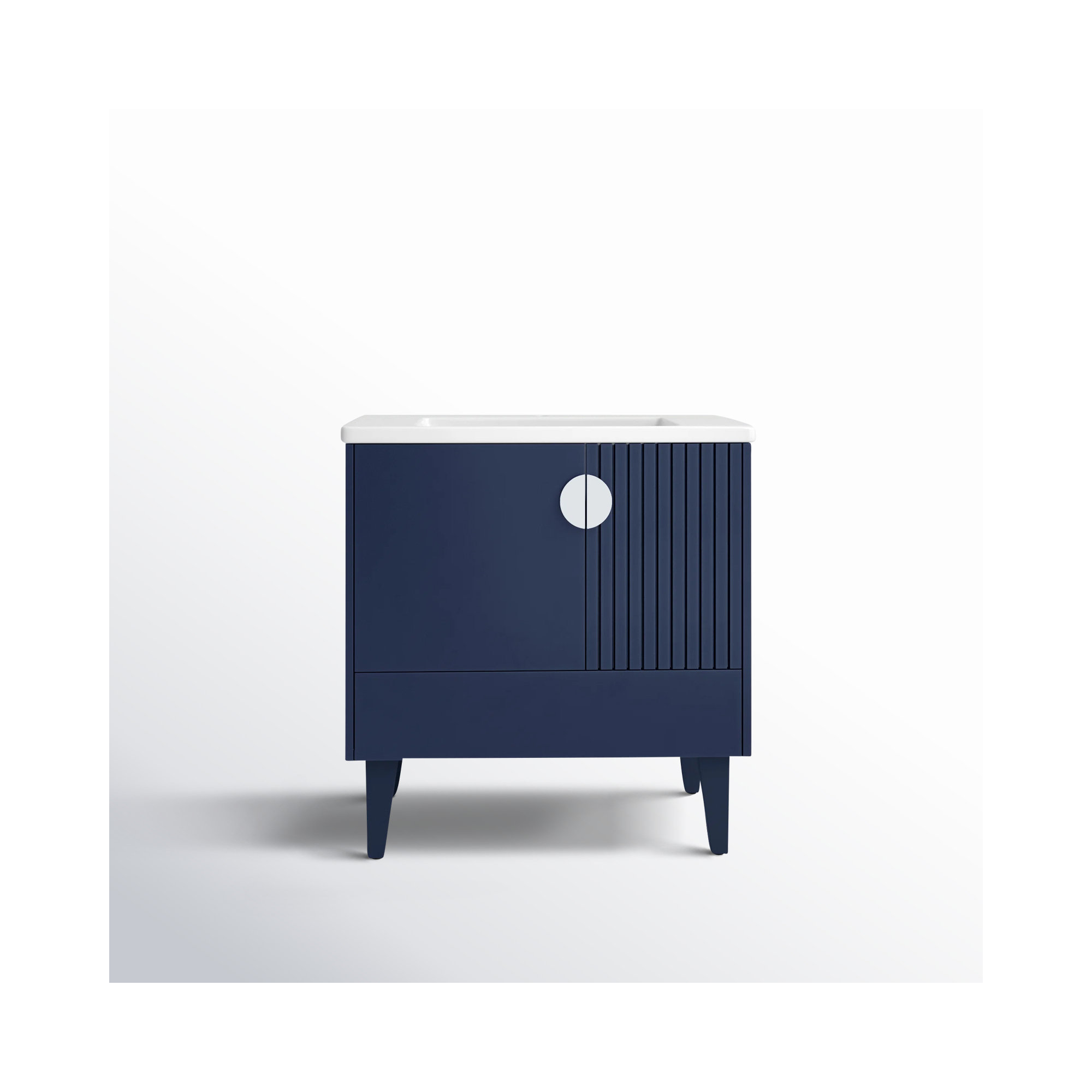 Saimah 30'' Single Bathroom Vanity, Navy Blue, Polished Chrome