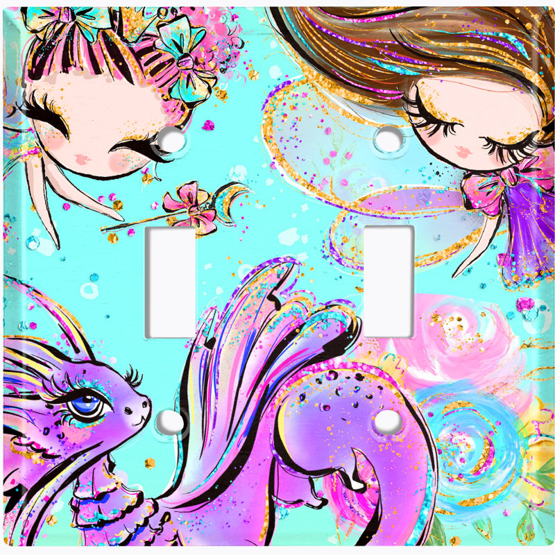 Plaque murale interrupteur à bascule Fairy Princesses Seahorse