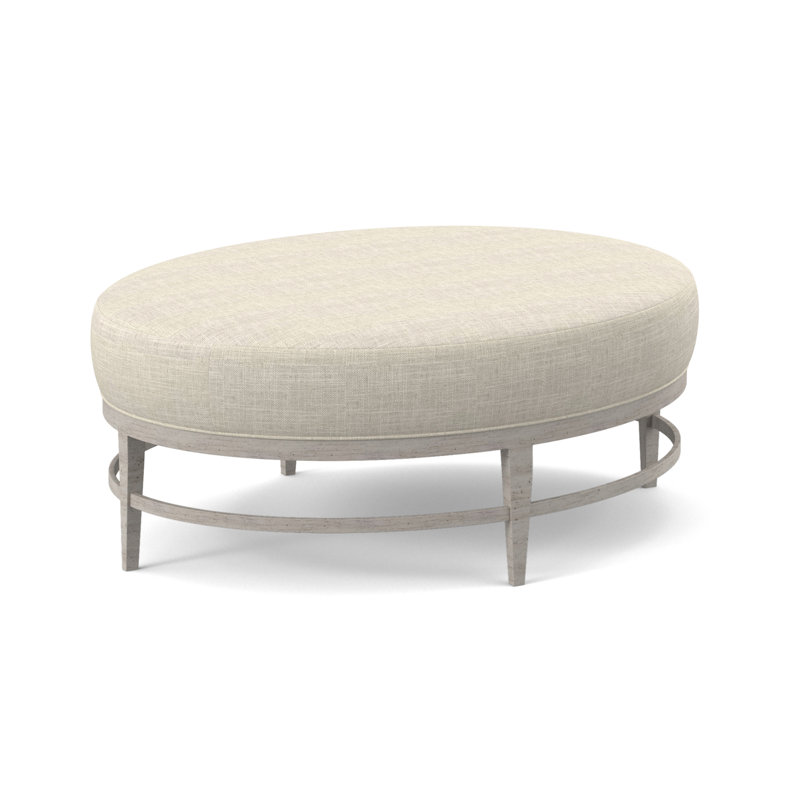 Elliptic Oval Ottoman, Bisque, Venice Ivory 100% Polyester